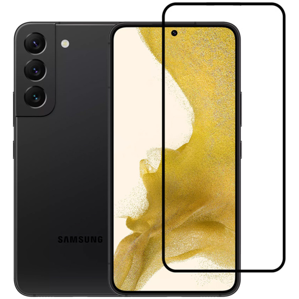 POWERTECH tempered glass 3D TGC-0550, full glue, Samsung S22 5G, μαύρο