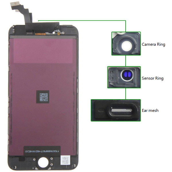 TIANMA High Copy LCD iPhone 6G Plus, Camera-Sensor ring, ear mesh, Black