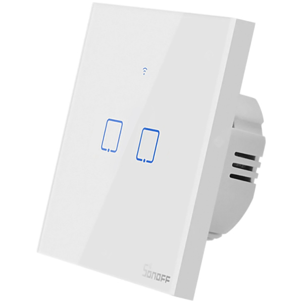 SONOFF smart διακόπτης ΤΧ-T2EU2C, αφής, Wi-Fi, διπλός, λευκός