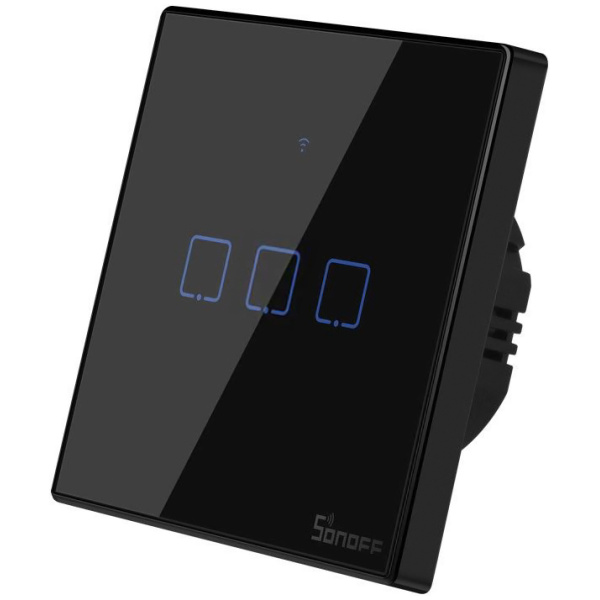 SONOFF smart διακόπτης ΤΧ-T3EU3C, αφής, Wi-Fi, τριπλός, μαύρος