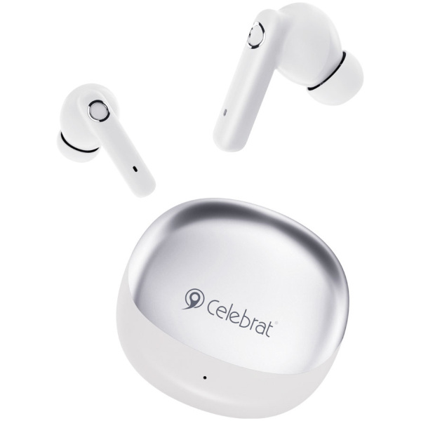 CELEBRAT earphones με θήκη φόρτισης W71, True Wireless, 10mm, 30/200mAh, λευκά