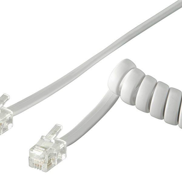 GOOBAY καλώδιο τηλεφώνου 50246, spiral, RJ10 4P4C, CCA, 2m, λευκό