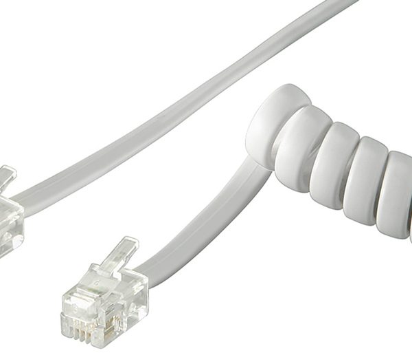 GOOBAY καλώδιο τηλεφώνου 68601, spiral, RJ10 4P4C, CCA, 4m, λευκό