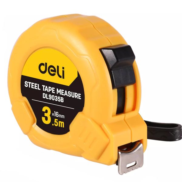 DELI μέτρο DL9035B, με κλείδωμα & clip ζώνης, 3.5m x 16mm
