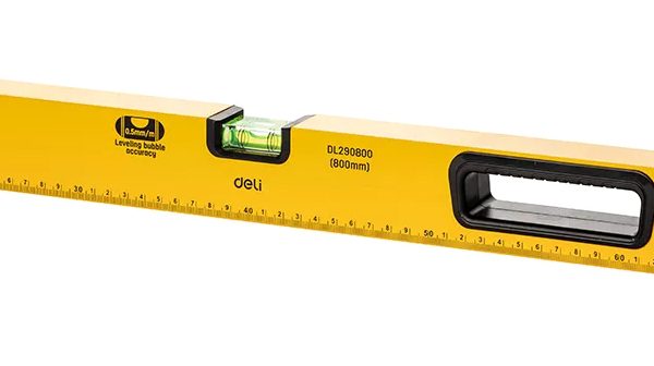 DELI αλφάδι DL290800 με 3 μάτια & χάρακα, μαγνητικό, 80cm