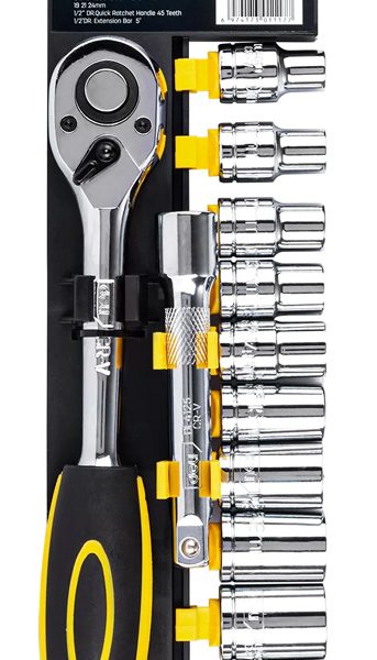 DELI σετ καστάνια με καρυδάκια DL2012T, 45 δόντια, 1/2", 254mm, 12τμχ