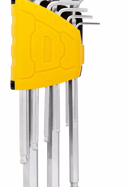 DELI σετ κλειδιά Allen DL3088 με μακρύ βραχίονα, 1.5-10mm, Cr-V, 9τμχ
