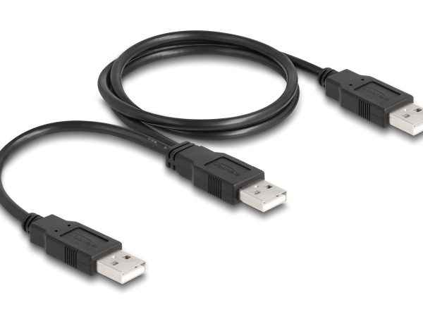 DELOCK καλώδιο USB σε 2x USB 80000, 480Mbps, 70cm, μαύρο