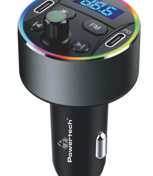 POWERTECH FM Transmitter & φορτιστής 40W PT-1027, οθόνη, RGB, Bluetooth