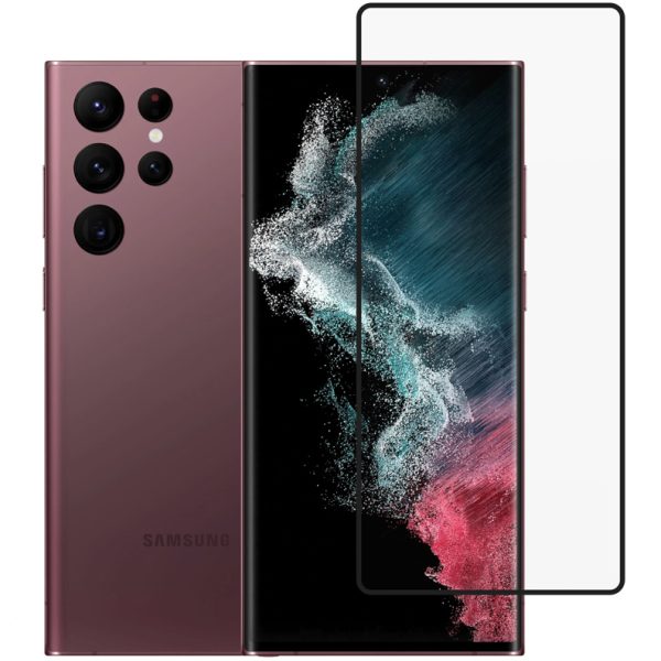 POWERTECH tempered glass 3D, full glue, Samsung S22 Ultra 5G, μαύρο