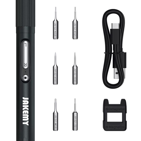 JAKEMY ηλεκτρικό κατσαβίδι JM-Y05 με LED φακό, 3 λειτουργίες, 6 μύτες