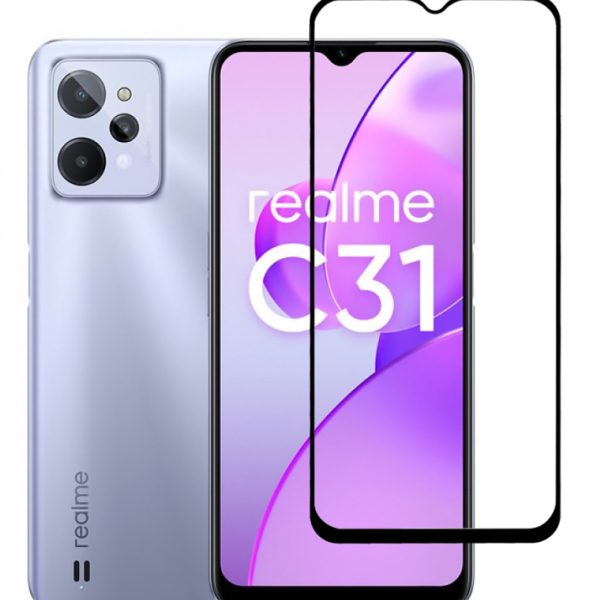 POWERTECH tempered glass 5D TGC-0580, Realme C31, full glue, μαύρο