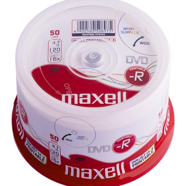 MAXELL DVD-R 275701, 4.7GB, 120min, 16x speed, printable, Cake 50τμχ