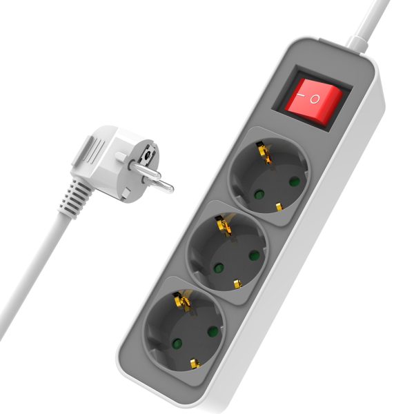 POWERTECH πολύπριζο ασφαλείας PT-1055, 3x schuko, 16A, 1.4m, λευκό