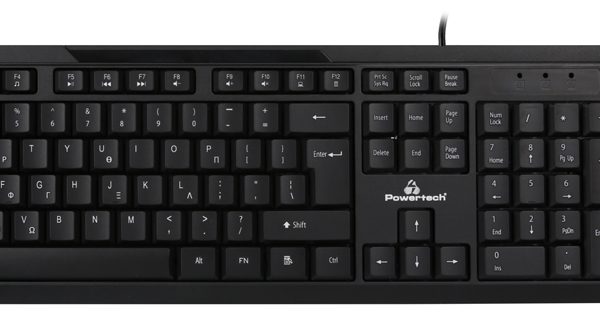 POWERTECH set ποντίκι & πληκτρολόγιο PT-1068, ενσύρματο, 1000DPI, μαύρο