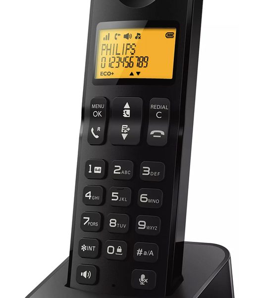 PHILIPS ασύρματο τηλέφωνο D2601B-34, με ελληνικό μενού, μαύρο