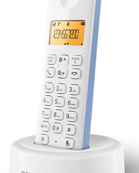PHILIPS ασύρματο τηλέφωνο D1601S-34, με ελληνικό μενού, λευκό-μπλε