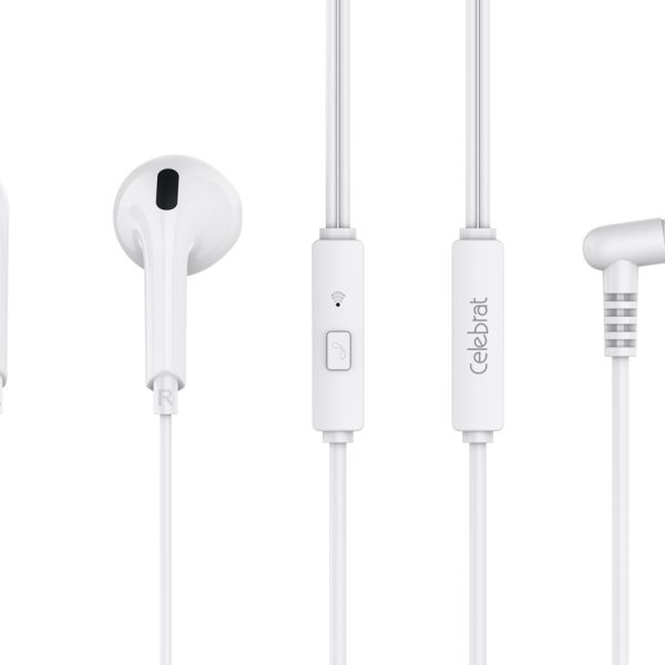 CELEBRAT earphones με μικρόφωνο G20, 3.5mm σύνδεση, Φ14mm, 1.2m, λευκά