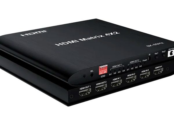 HDMI matrix switch CAB-H155 με τηλεχειριστήριο, 4 σε 2, 8K/60Hz, μαύρο
