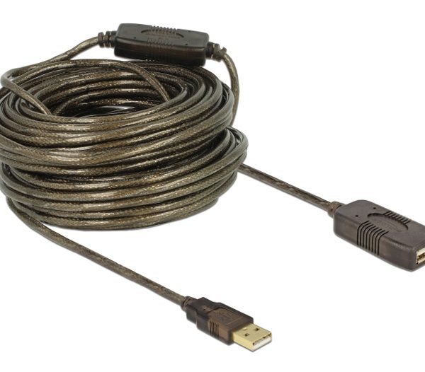 DELOCK καλώδιο USB 2.0 αρσενικό σε θηλυκό 82690, active, 20m, μαύρο