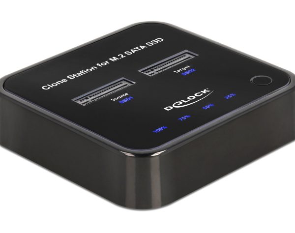 DELOCK docking station για M.2 SATA SSD 64178, 2 θέσεων, 6Gbps, clone function, μαύρο