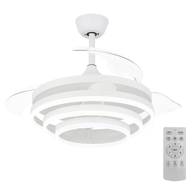 POWERTECH ανεμιστήρας οροφής HLL-0112 με LED φως, 72W, Φ106x50cm, λευκός