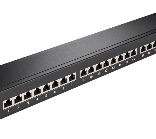 GOOBAY patch panel 90854, 19"/1U, 24x ports, CAT 6a STP, μαύρo