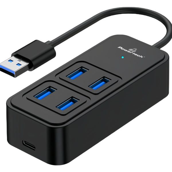 POWERTECH USB 3.2 hub PTR-0153, 4x θυρών, 5Gbps, USB σύνδεση, μαύρο