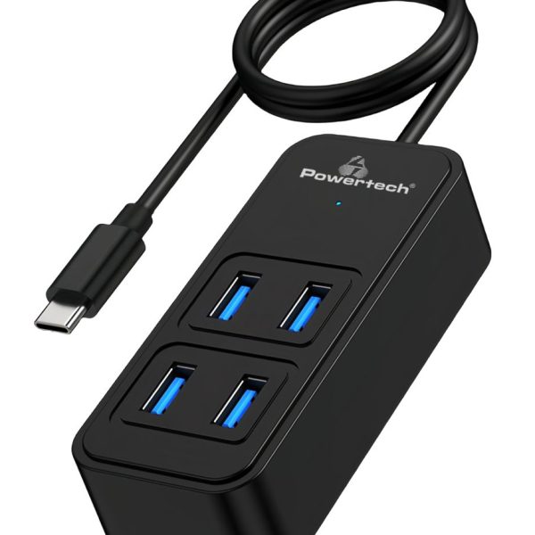 POWERTECH USB 3.2 hub PTR-0156 4x θυρών, 5Gbps, USB-C σύνδεση, 1m, μαύρο