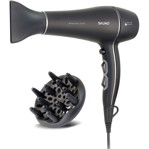 BRUNO σεσουάρ μαλλιών AC BRN-0155, 2200W, με φυσούνα, μαύρο