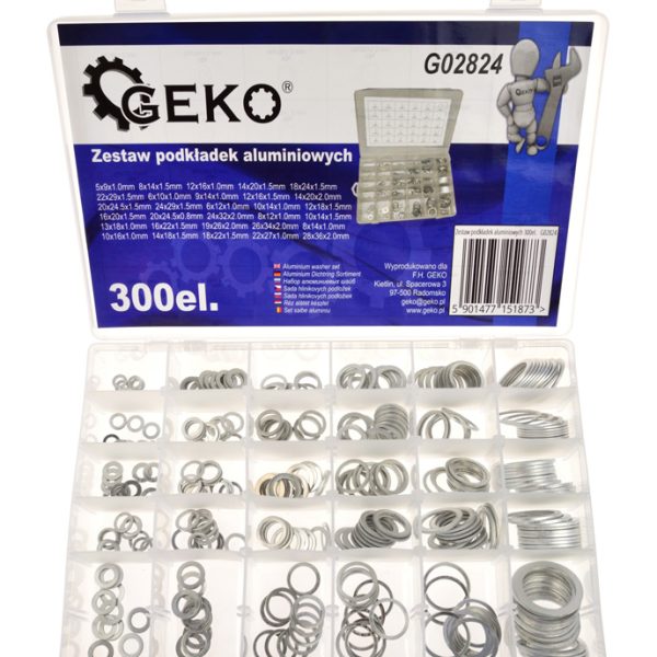 GEKO σετ αλουμινένιες ροδέλες G02824, διάφορα μεγέθη, 300τμχ