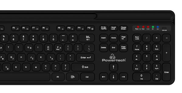 POWERTECH set ποντίκι & πληκτρολόγιο PT-1154, 2.4GHz & Bluetooth, μαύρο