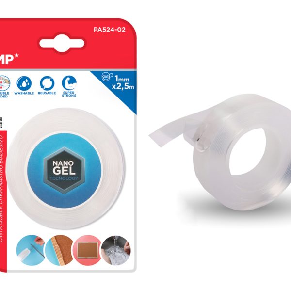 MP κολλητική ταινία διπλής όψεως PA524-02, nano gel, 19mm x 2.5m, διάφανη