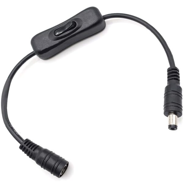 POWERTECH καλώδιο/διακόπτης τροφοδοσίας CAB-U158, 5.5x2.1mm, 30cm, μαύρο