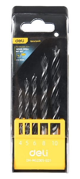 DELI σετ τρυπάνια DH-MGZ005-ED1 για ξύλο, 4-10mm, 5τμχ