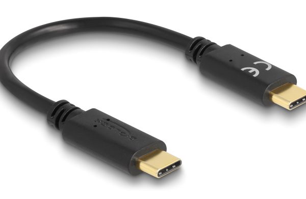 DELOCK καλώδιο USB-C 85356, PD 5A, 15cm, E-Marker, μαύρο
