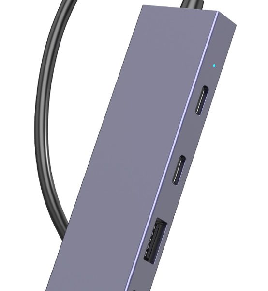 POWERTECH USB hub PTH-110, 4x θυρών, 10Gbps, USB-C σύνδεση, γκρι