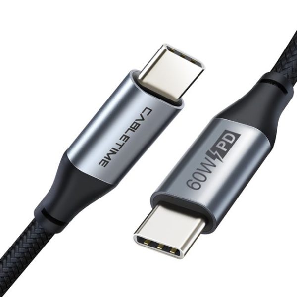 CABLETIME καλώδιο USB-C σε USB-C CT-CMCM, 60W, 480Mbps, 2m, μαύρο