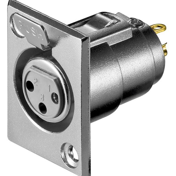 GOOBAY πρίζα μικροφώνου XLR 11973 για πάνελ, μεταλλική, ασημί