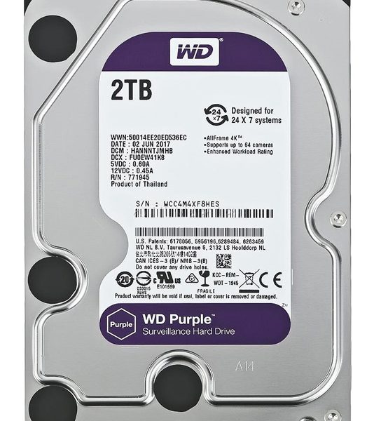 WD σκληρός δίσκος 3.5" Purple Surveillance 2TB, 256MB, 5400RPM, SATA III