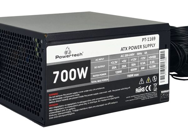 POWERTECH τροφοδοτικό για PC PT-1169, 700W, ATX, 140mm Fan