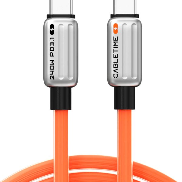 CABLETIME καλώδιο USB-C CT-CM240-ZSO1, 240W, 480Mbps, 1m, πορτοκαλί