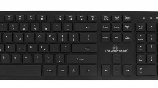 POWERTECH set ποντίκι & πληκτρολόγιο PT-1189, ασύρματο, 1600DPI, μαύρο