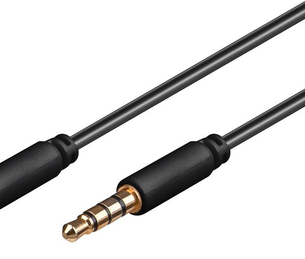 GOOBAY καλωδίου ήχου 3.5mm 63824, 4-pin, slim, CU, 0.5m, μαύρο