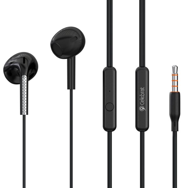 CELEBRAT earphones με μικρόφωνο G28, 3.5mm σύνδεση, Φ10mm, 1.2m, μαύρα