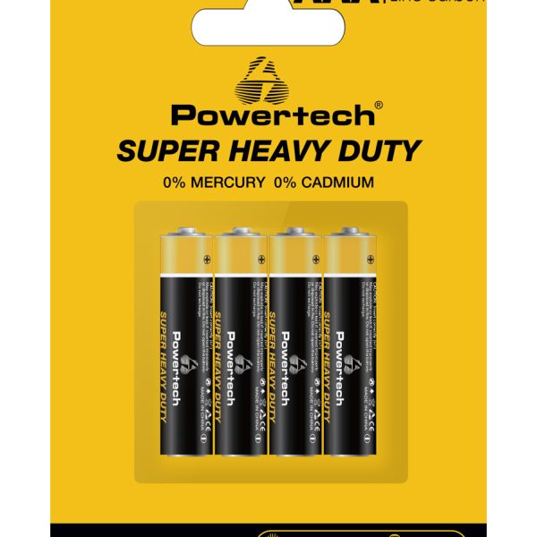 POWERTECH μπαταρίες Zinc Carbon Super Heavy Duty PT-1218, AAA 1.5V, 4τμχ