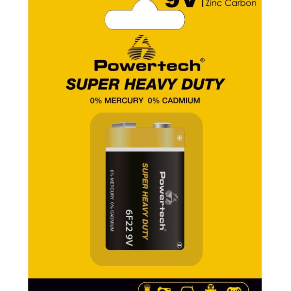 POWERTECH μπαταρία Zinc Carbon Super Heavy Duty PT-1220, 9V, 1τμχ