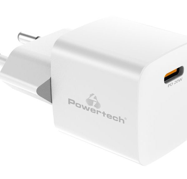 POWERTECH φορτιστής τοίχου PT-1223, USB-C, 20W, λευκός