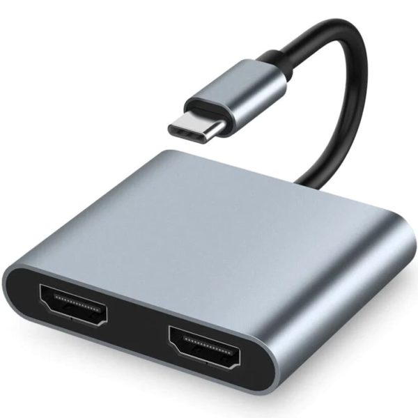 POWERTECH docking station PTH-113, 4 θυρών, USB-C, 4K, 100W, γκρι