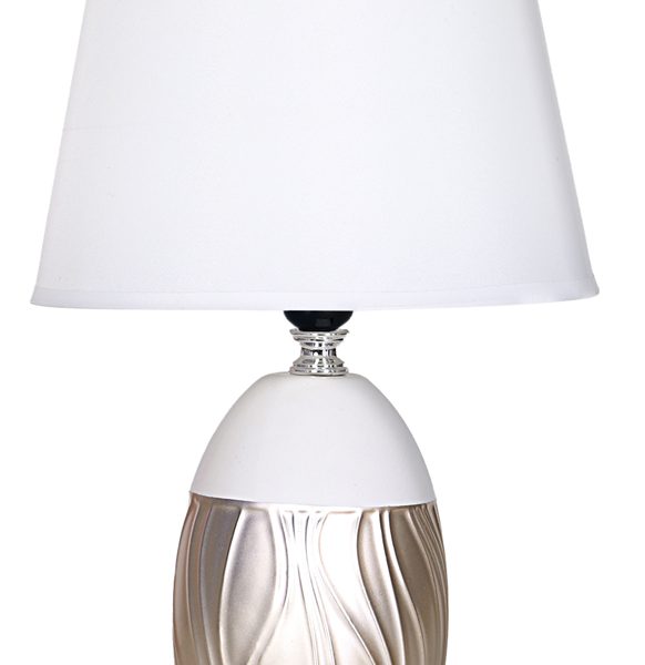 POWERTECH επιτραπέζιο φωτιστικό HLL-0137, E27 κεραμική βάση, λευκό/χρυσό